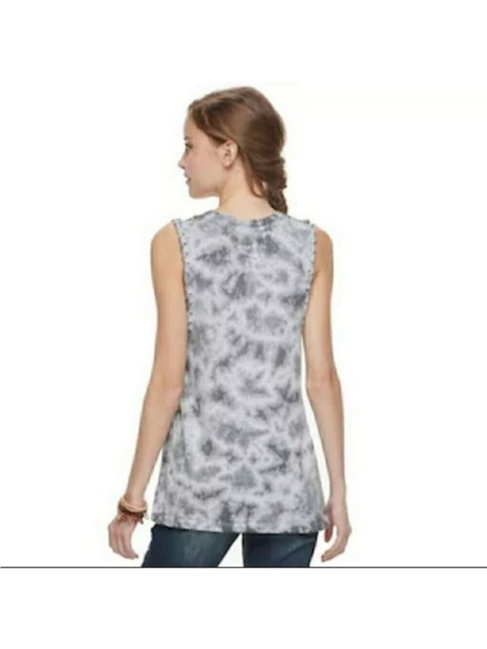 Awake XL Tie-Dye Tank Top "Nope Not Today" Gray & White Sleeveless Womens Casual - Picture 6 of 8